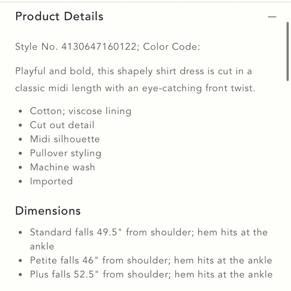 Anthropologie Twist Waist Midi Shirtdress NWT - Picture 10 of 10